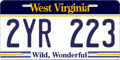 WV license plate 2YR223