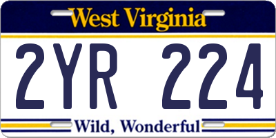 WV license plate 2YR224