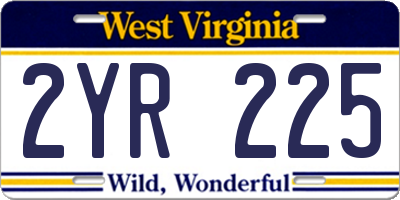 WV license plate 2YR225
