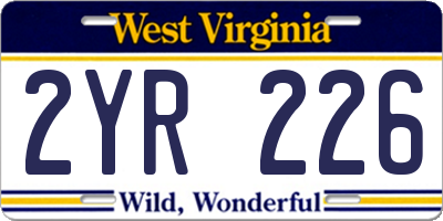 WV license plate 2YR226