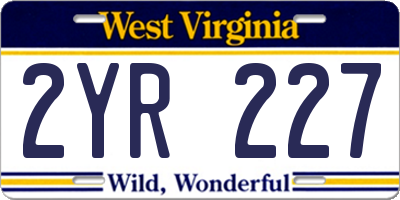 WV license plate 2YR227