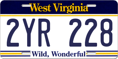 WV license plate 2YR228