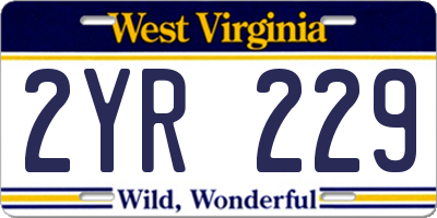 WV license plate 2YR229