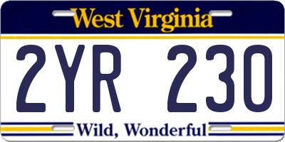 WV license plate 2YR230