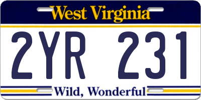 WV license plate 2YR231