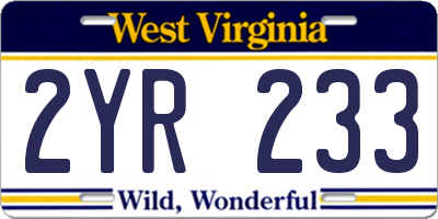 WV license plate 2YR233