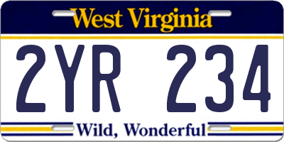 WV license plate 2YR234