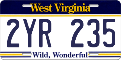 WV license plate 2YR235