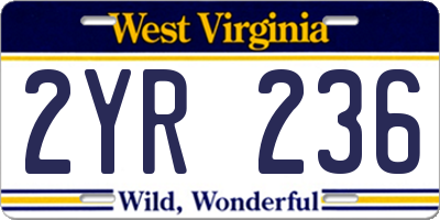WV license plate 2YR236