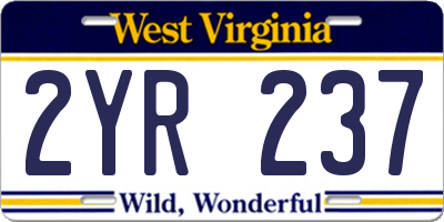 WV license plate 2YR237