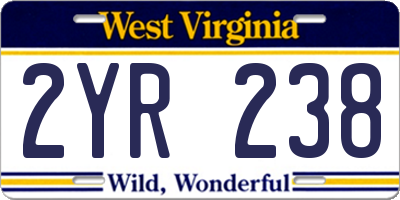 WV license plate 2YR238