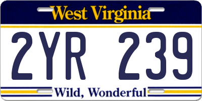 WV license plate 2YR239