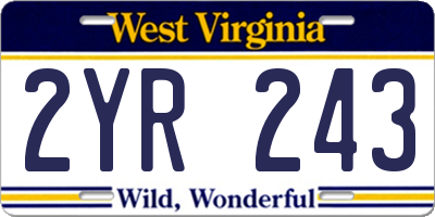 WV license plate 2YR243