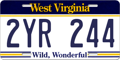 WV license plate 2YR244