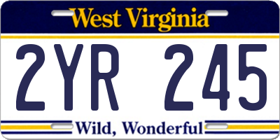 WV license plate 2YR245