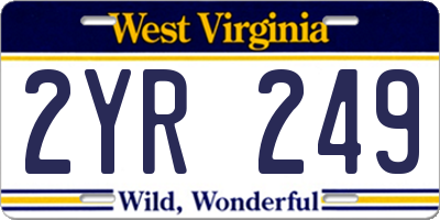 WV license plate 2YR249