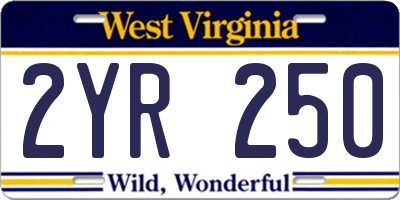 WV license plate 2YR250