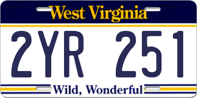WV license plate 2YR251