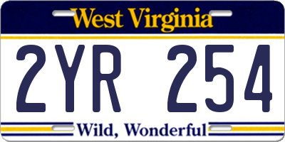 WV license plate 2YR254