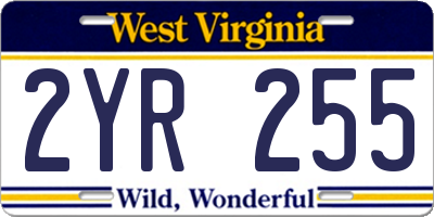 WV license plate 2YR255