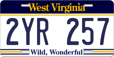 WV license plate 2YR257