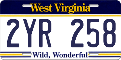 WV license plate 2YR258