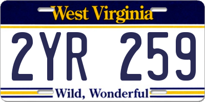 WV license plate 2YR259