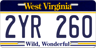 WV license plate 2YR260