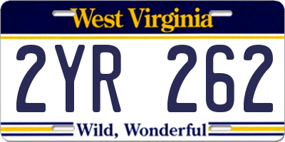 WV license plate 2YR262