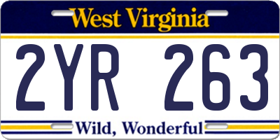 WV license plate 2YR263