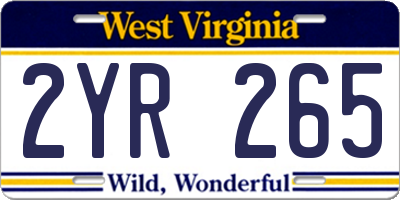 WV license plate 2YR265