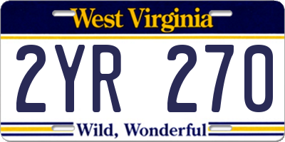 WV license plate 2YR270