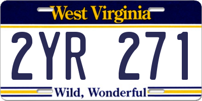 WV license plate 2YR271