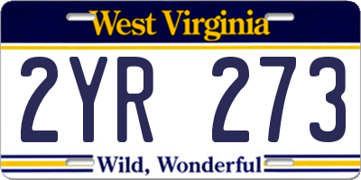 WV license plate 2YR273