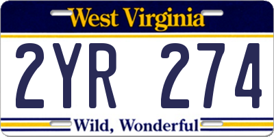 WV license plate 2YR274