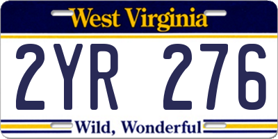 WV license plate 2YR276
