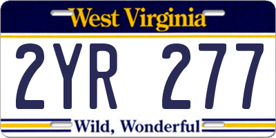 WV license plate 2YR277