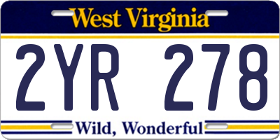 WV license plate 2YR278