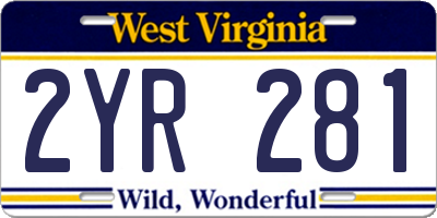 WV license plate 2YR281