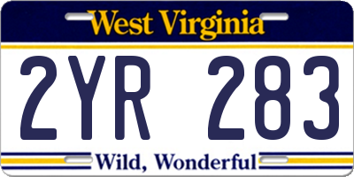 WV license plate 2YR283
