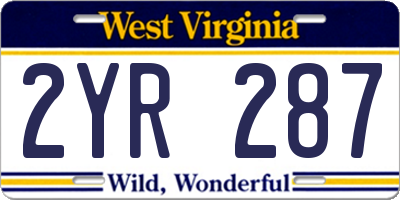 WV license plate 2YR287