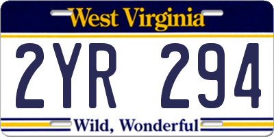 WV license plate 2YR294