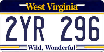 WV license plate 2YR296