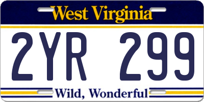 WV license plate 2YR299