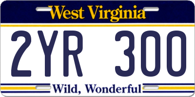 WV license plate 2YR300
