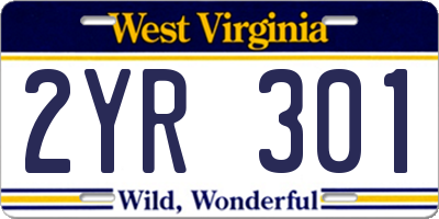 WV license plate 2YR301