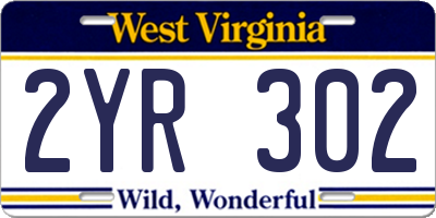WV license plate 2YR302
