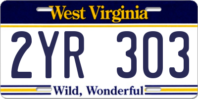 WV license plate 2YR303
