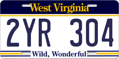 WV license plate 2YR304