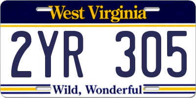 WV license plate 2YR305
